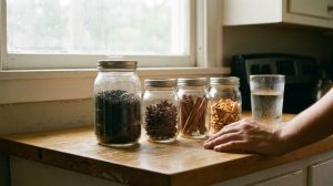 Fresh spices and black tea prepared for Houston style brewing