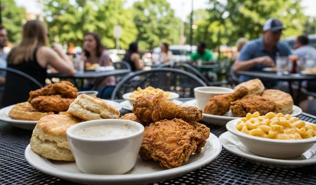 Diner packing half of large restaurant meal into to-go box for portion control